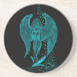 Posavasos Ángel perdido en el amor, negro y verde diseño