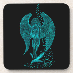 Posavasos Ángel perdido en el amor, negro y verde diseño
