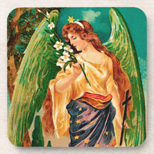 Posavasos Ángel sosteniendo una rama floral