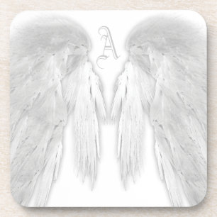 Posavasos ANGEL WINGS Monograma Personalizado blanco