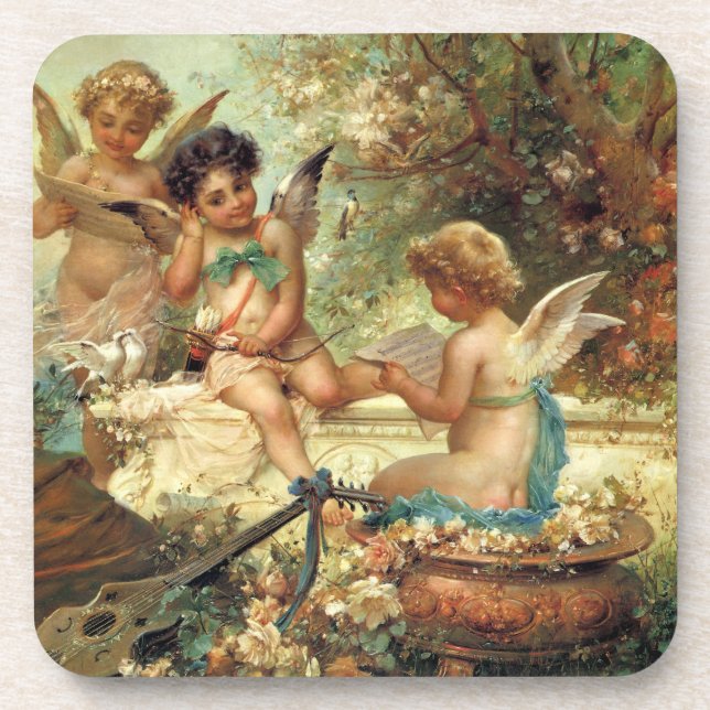 Posavasos Ángeles músicos por Hans Zatzka, Bella Artes victo (Frente)