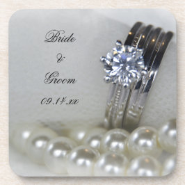 Posavasos Anillos de diamantes y Boda de Perlas Blancas