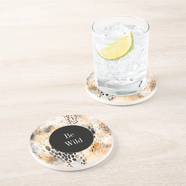 Posavasos Animal leopardo salvaje del crema negro (Lado)