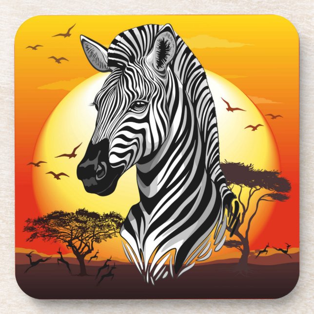 Posavasos Animal silvestre de la sabana africana cebra (Frente)