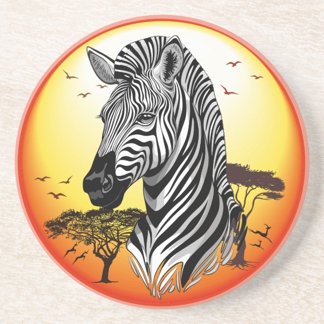 Posavasos Animal silvestre de la sabana africana cebra (Frente)