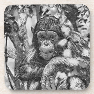 Posavasos AnimalArtBW_Chimpanzee_003