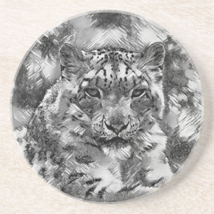 Posavasos AnimalArtBW_Leopard_001