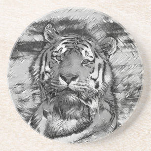 Posavasos AnimalArtBW_Tiger_004