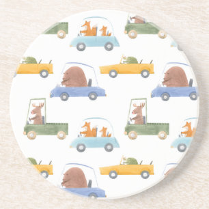 Posavasos Animales bebés: patrón acuático dibujado a mano.