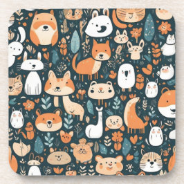 Posavasos Animales bonitos diseño de decoración verde