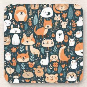 Posavasos Animales bonitos diseño de decoración verde