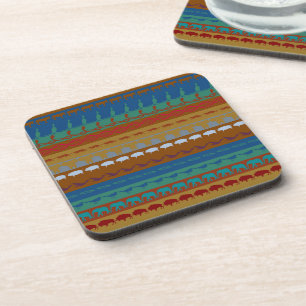 Posavasos Animales Coloridos Retro Patrón de Rayas Modernas