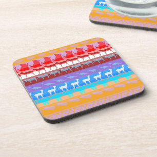Posavasos Animales Coloridos Retro Patrón de Rayas Modernas 