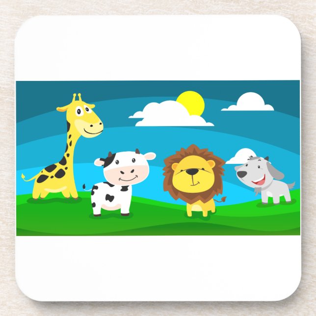 Posavasos Animales de dibujos animados   (Frente)