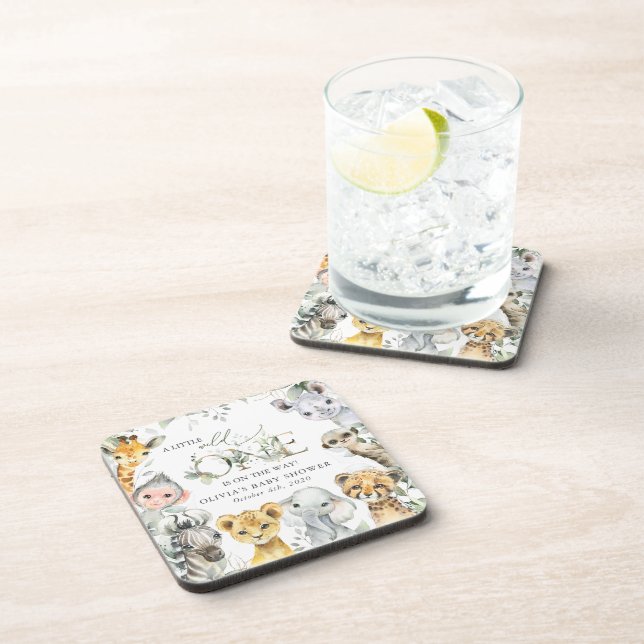 Posavasos Animales de la jungla, Safari, Salvaje, Baby Showe (Lado Derecho)