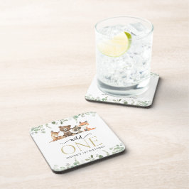 Posavasos Animales de Woodland, Bosque, Salvaje, Primer Cump