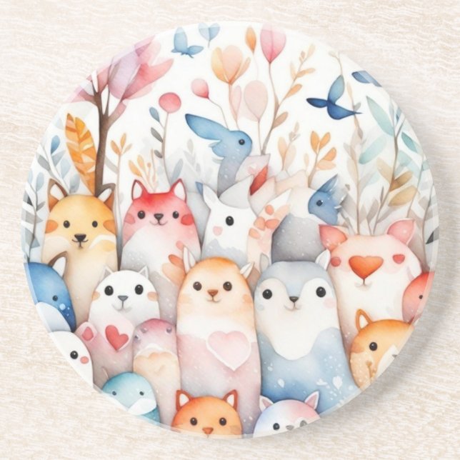 Posavasos Animales florales y bonitos diseños (Frente)