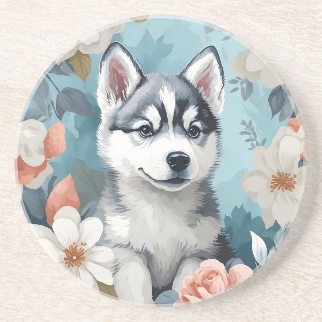Posavasos Animales para bebés | Husky Puppy (Frente)