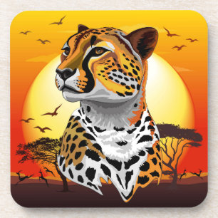 Posavasos Animales salvajes de la costa africana Cheetah