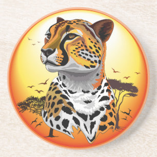 Posavasos Animales salvajes de la costa africana Cheetah