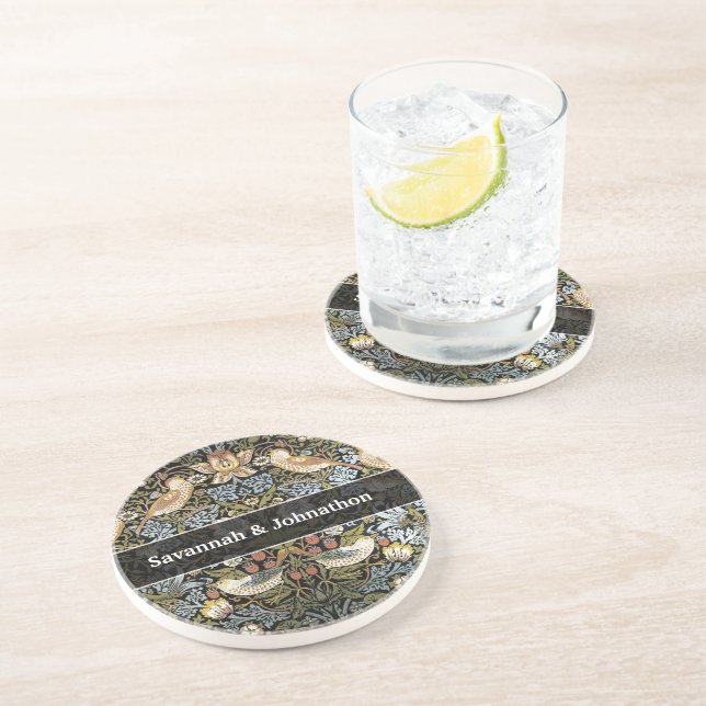 Posavasos Aniversario de boda Vintage Bird Coasters (Lado)