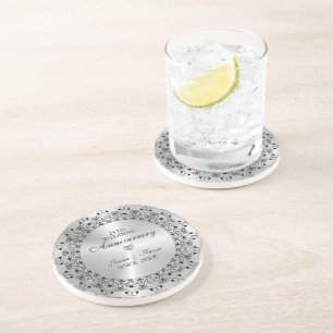 Posavasos Aniversario de Bodas de Plata con Mandala Negra so