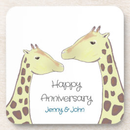 Posavasos Aniversario de Giraffe Couple Boda
