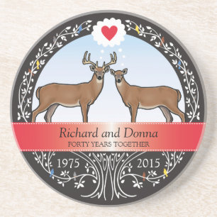 Posavasos Aniversario del 40 Boda, Buck & Doe personalizado