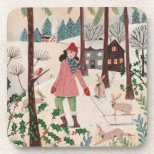 Año de la mujer conejito en la nieve