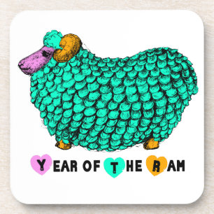 Posavasos Año de la Ram Sheep o de la Cría Verde
