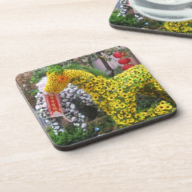 Posavasos Año del caballo | 春 節 馬... Topiario chino de flore (Lado Izquierdo)