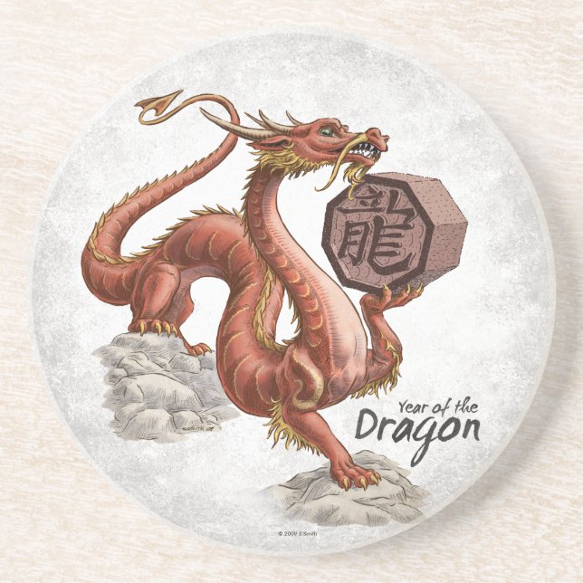 Posavasos Año del Dragón Arte Zodiaco Chino (Frente)