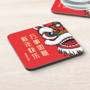 Posavasos Año Nuevo Lunar Danza del León Cojín de plástico d