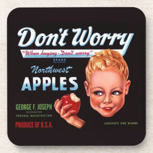 Posavasos Años 1930 No te preocupes marca manzanas etiqueta