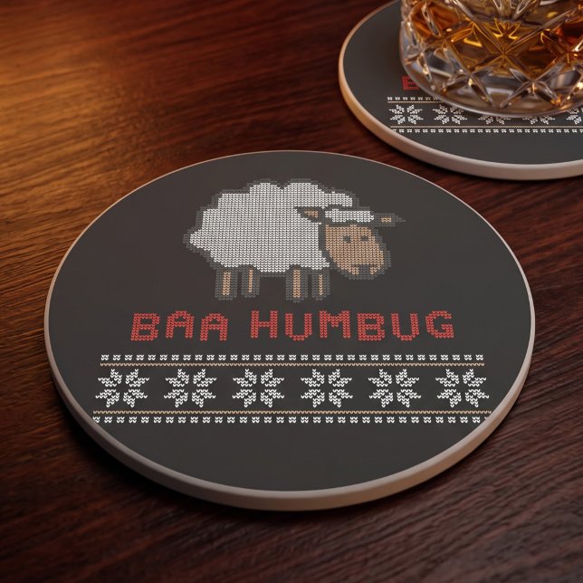 Posavasos Anti Fiesta Baa Humbug | Estilo Suéter Feo (Subido por el creador)