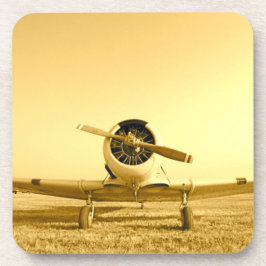 Posavasos Antiguo avión amarillo dorado