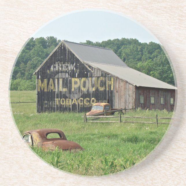 Posavasos Antiguo Barn Mail Valija Publicidad de tabaco (Frente)