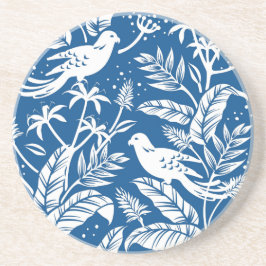 Posavasos Antiguo Chinoiserie Bird Floral Blue & White