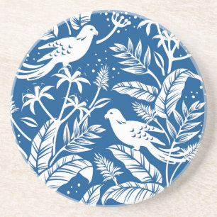 Posavasos Antiguo Chinoiserie Bird Floral Blue & White