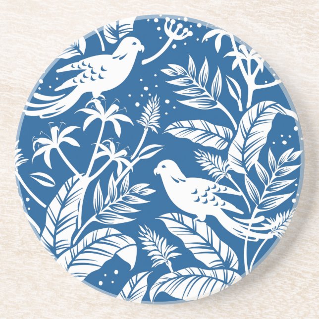Posavasos Antiguo Chinoiserie Bird Floral Blue & White (Frente)