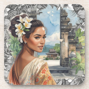 Posavasos Antiguo, Hermosas Mujeres de Bali y Paraíso Tropic