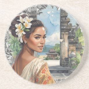 Posavasos Antiguo, Hermosas Mujeres de Bali y Paraíso Tropic