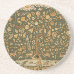 Posavasos Antiguo tapiz inglés de aguja Árbol de la Vida y U