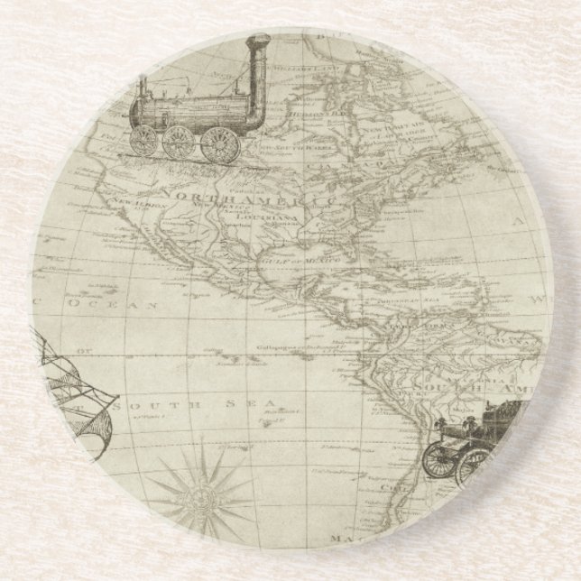 Posavasos Antiguo viejo litograma de mapas de Estados Unidos (Frente)