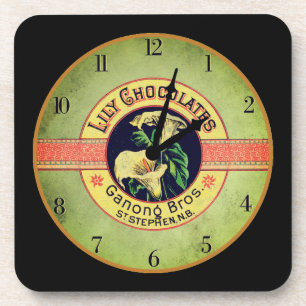 Posavasos Anuncio de reloj Art Nouveau lily chocolate co.