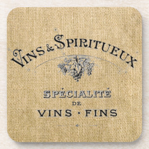 Posavasos Anuncio de vino francés en Burlap