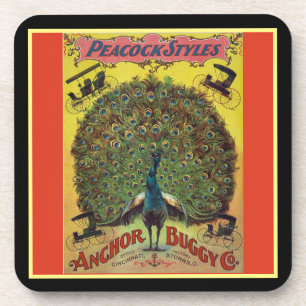Posavasos Anuncio publicitario de la empresa de peacock rojo