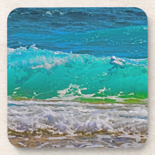 Posavasos Apacible Blue Ocean Waves Beach Art