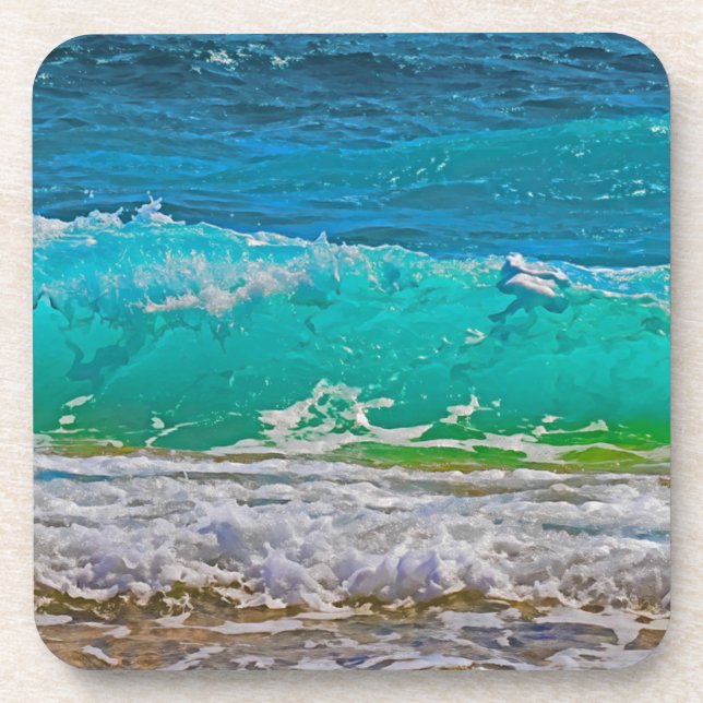 Posavasos Apacible Blue Ocean Waves Beach Art (Frente)