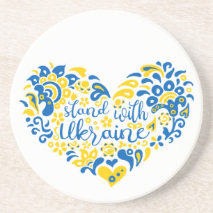 Posavasos Apoyar a Ucrania con letras y corazón